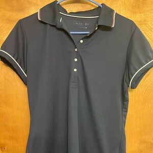 Lady Hagen Navy Polo with White and Red Trim